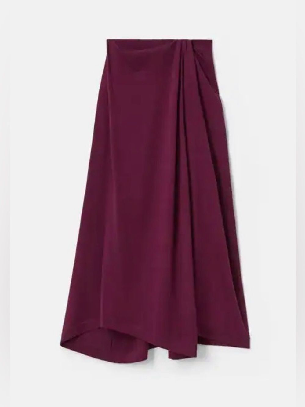Lafayette 148 New York Cotton-Silk Knit Asymmetrical Draped A-Line Midi Skirt